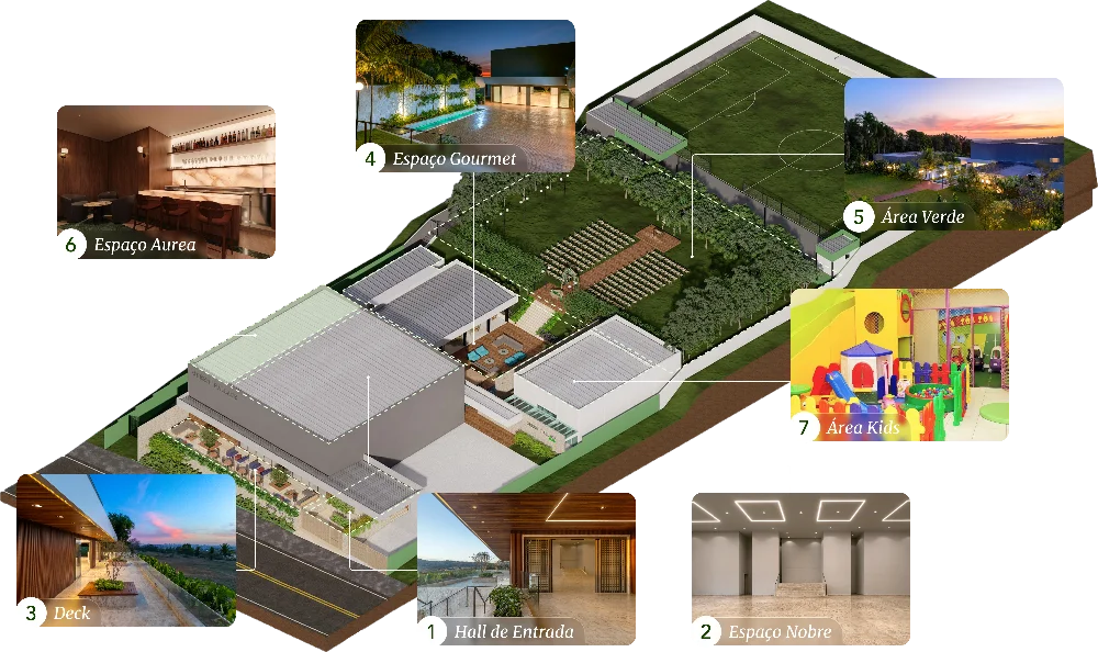 Planta 3D do Green Pallace com todos os espaços